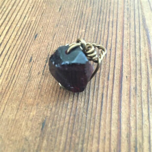 Garnet Nugget Ladies Wire Wrap Ring, Handmade Ladies Rings - Picture 4 of 5